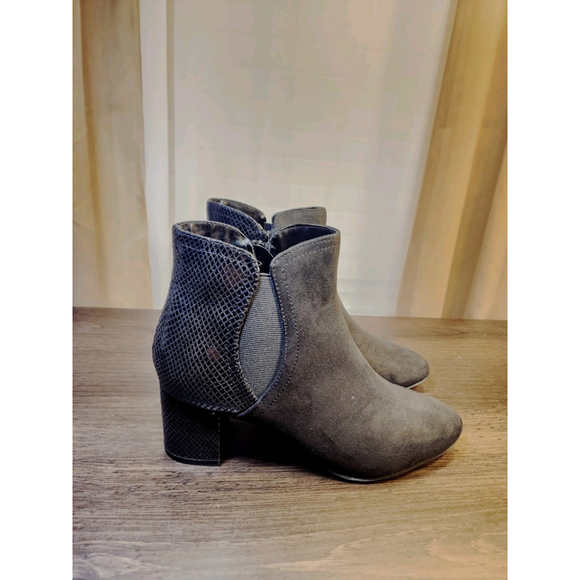 Karen Scott Faux Microsuede and Snake Print Block Heel Boots Bootie 7.5 M BLACK - Picture 10 of 17